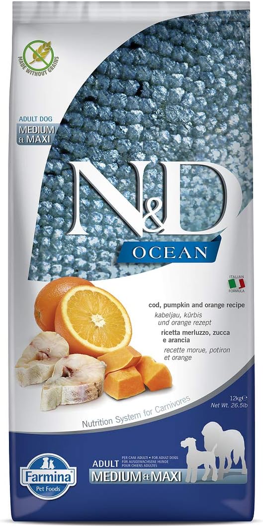 N&D Ocean Köpek Morina Balığı, Balkabağı & Portakal Yetişkin Medium & Maxi 12 kg
