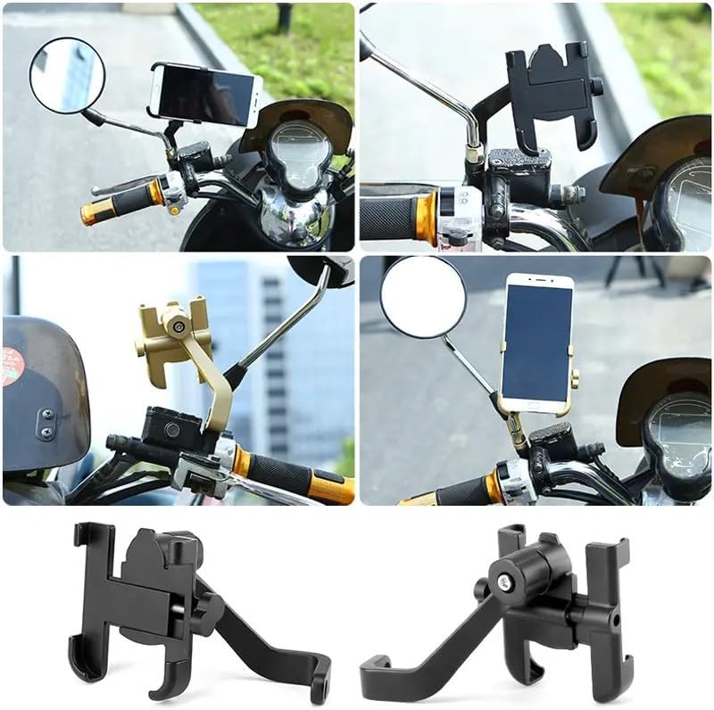 Infomax Alüminyum Bisiklet ve Scooter Telefon Tutucu, 360° Dönebilir, Ayarlanabilir, Metal Malzeme, Siyah