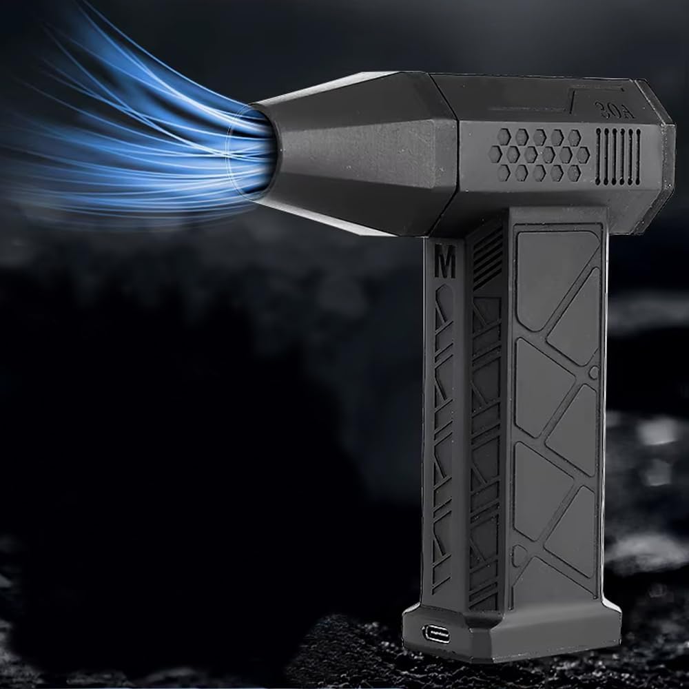 Coverzone 130000 RPM Mini Turbo Jet Hava Üfleyici Süpürge 2in1 Araba, Klavye Temizle, Mangal veya Serinleme Taşınabilir Mini Fan El Tipi 4 Modlu Fan Seviyesi Şarj Edilebilir 4000mAh FZM-01 (Siyah)