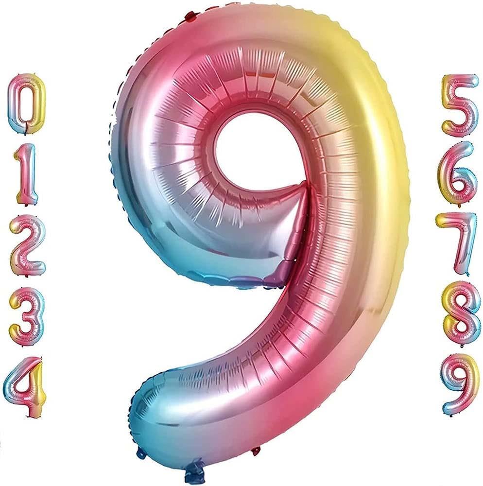 Patladı Gitti 9 Rakam 32 inc 80 cm Gokkusagı Folyo Balon