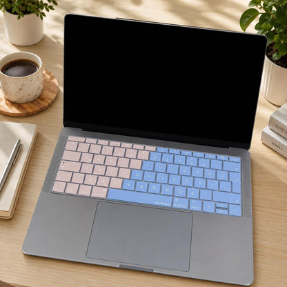 Türkçe Q Klavye Koruyucu MacBook A1534 A1708 Uyumlu UK Avrupa Ters L Enter Silikon Klavye Koruyucu Renkli Pastel Tasarım Mavi Pembe