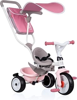 Smoby, 741401, Baby Balade Plus 3 in 1 Bisiklet, Ergonomik Tasarım, Emniyet Kemerli, Sağlam Metal Yapı, Ayarlanabilir Direksiyon Boyu, Bagajlı Sele, EVA Lastikli