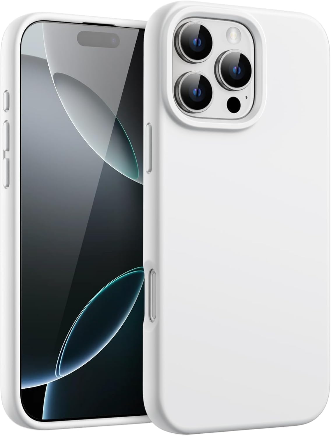 & AKSESUAR iPhone 16 Pro ile Uyumlu İçi Kadife Dışı Mat Yapıya Sahip Koruma Sağlayan Lansman Silikon Kılıf (Beyaz)