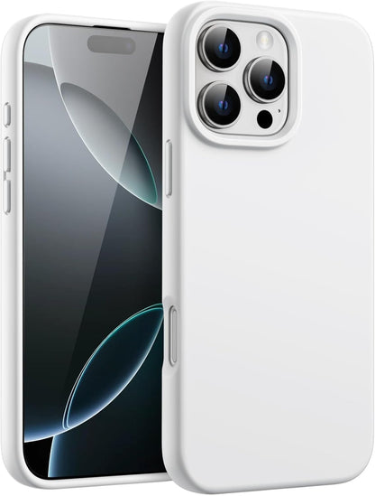 & AKSESUAR iPhone 16 Pro ile Uyumlu İçi Kadife Dışı Mat Yapıya Sahip Koruma Sağlayan Lansman Silikon Kılıf (Beyaz)