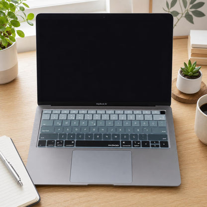 Türkçe Q Klavye Koruyucu MacBook Air 13 A1932 A2179 A2337 M1 Uyumlu | US Amerikan Düz Enter ANSI | Türkçe Baskılı Silikon Keyboard Cover Siyah Gri