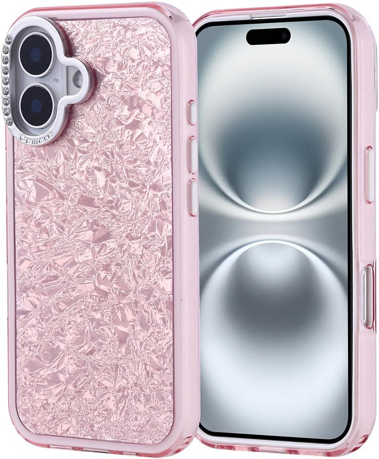 Spia Apple iPhone 16 ile Uyumlu Kılıf Pembe Kapi Kapak Taşlı (Apple iPhone 16 ile Uyumlu, Pembe)