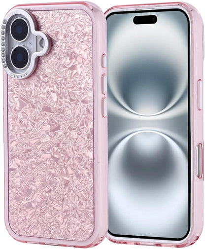 Spia Apple iPhone 16 ile Uyumlu Kılıf Pembe Kapi Kapak Taşlı (Apple iPhone 16 ile Uyumlu, Pembe)