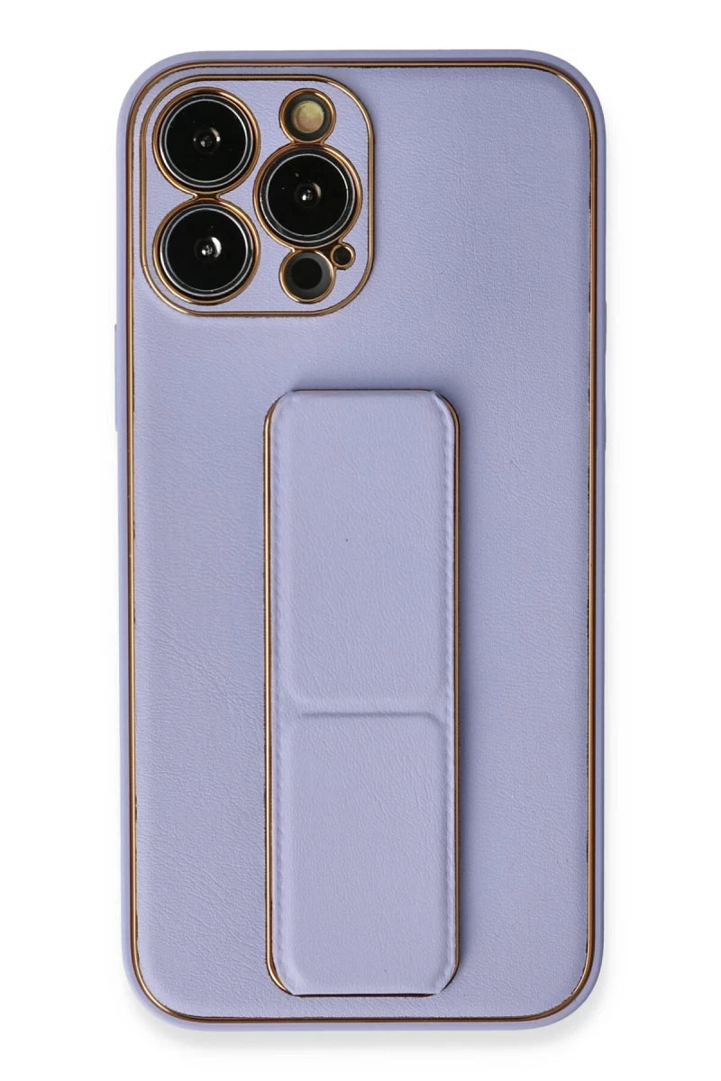 Apple iPhone 13 Pro Max Kılıf Coco Deri Standlı Kapak - Lila