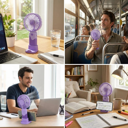 BUFFER® 3 Kademeli Masaüstü ve El Fanı – Telefon Tutuculu, 3 Farklı Değiştirilebilir Halka Tasarımlı Mini Fan MZL37A