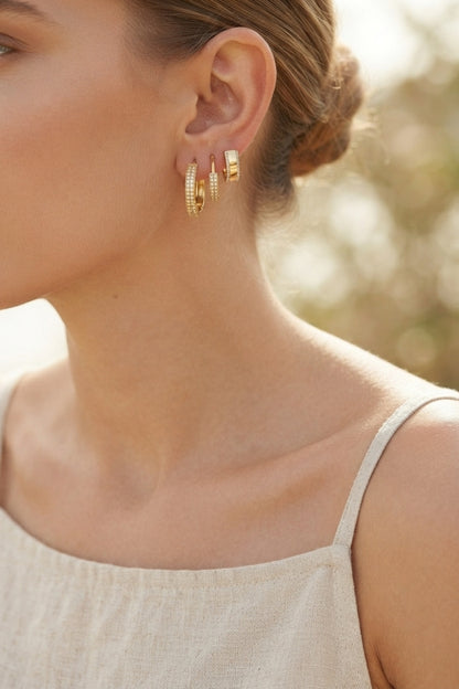 3 lü Set Gold Renk Halka Model Küpe