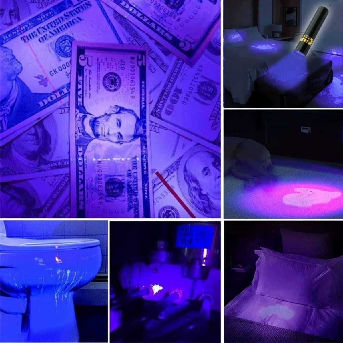 BUFFER® Mini Cep Boy USB İle Şarj Olan Oje Kurutucu Para Kontrol Kontol LED UV Mor Işık El Feneri