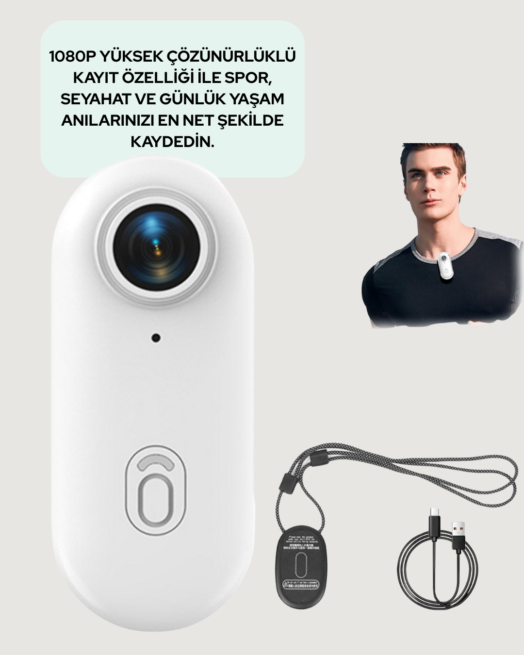 Suya ve Darbeye Dayanıklı Kompakt Spor Kamera 1080P Yeni Nesil