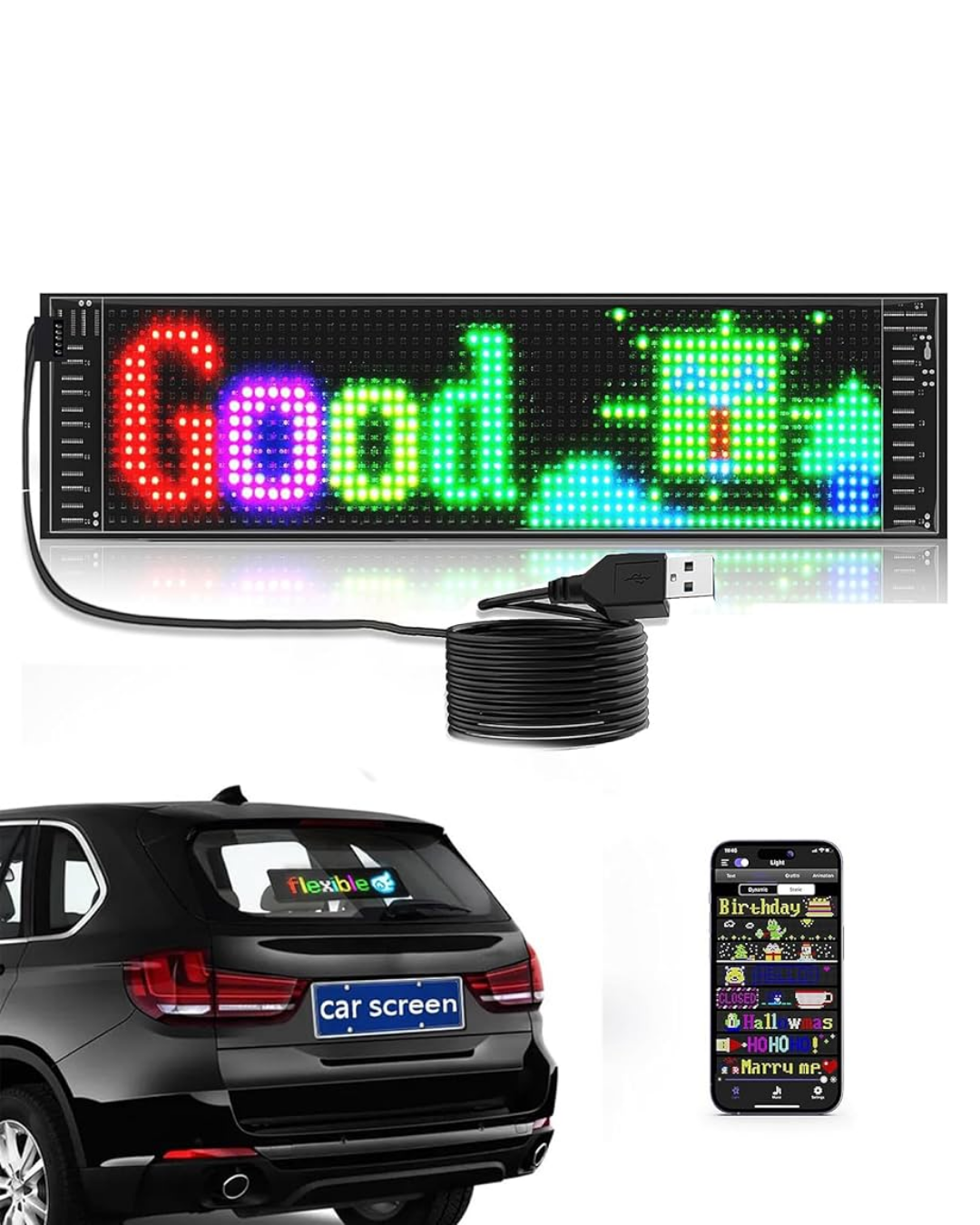 RGB Kayan Yazı LED Panel Telefon Kontrollü Animasyonlu Akıllı Ekran