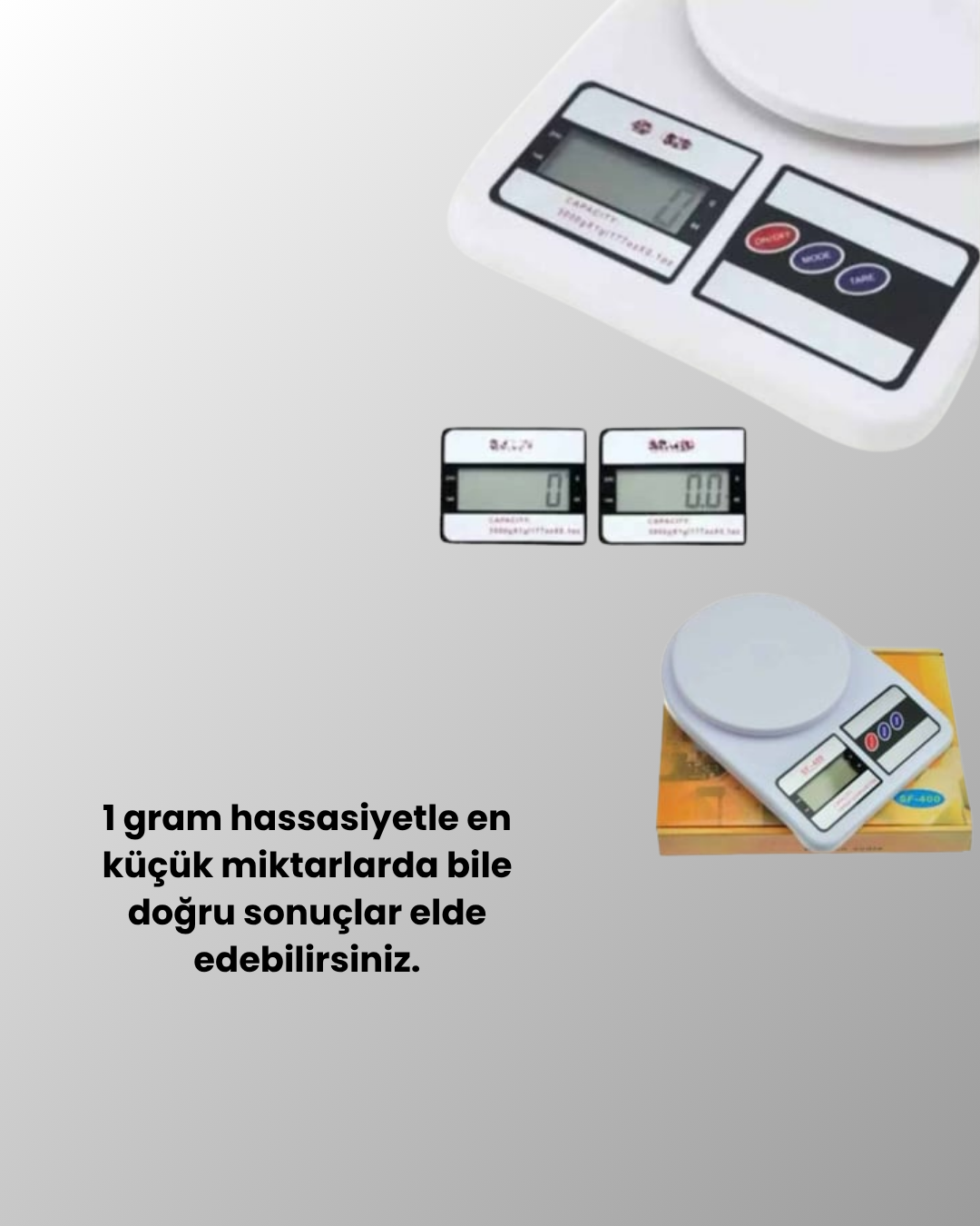 Beyaz Plastik Dijital Mutfak Tartısı – 24x16.8x1.5cm