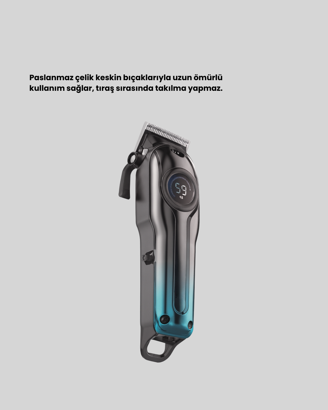 Profesyonel Saç Kesme Makinesi – 2000 mAh Şarjlı, LCD Ekranlı