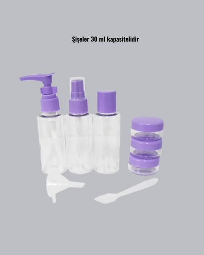 Taşınabilir 5’li Seyahat Banyo Seti Şampuanlık Sprey Krem Kutusu Yeni Nesil