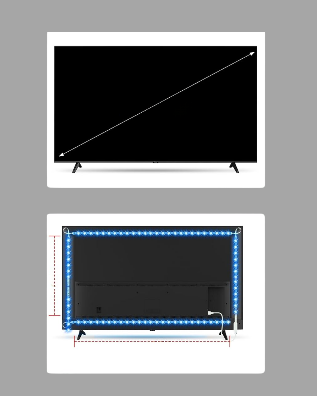 TV Arkası LED Şerit Işık Otomatik Açma Kapama Özellikli 2mt