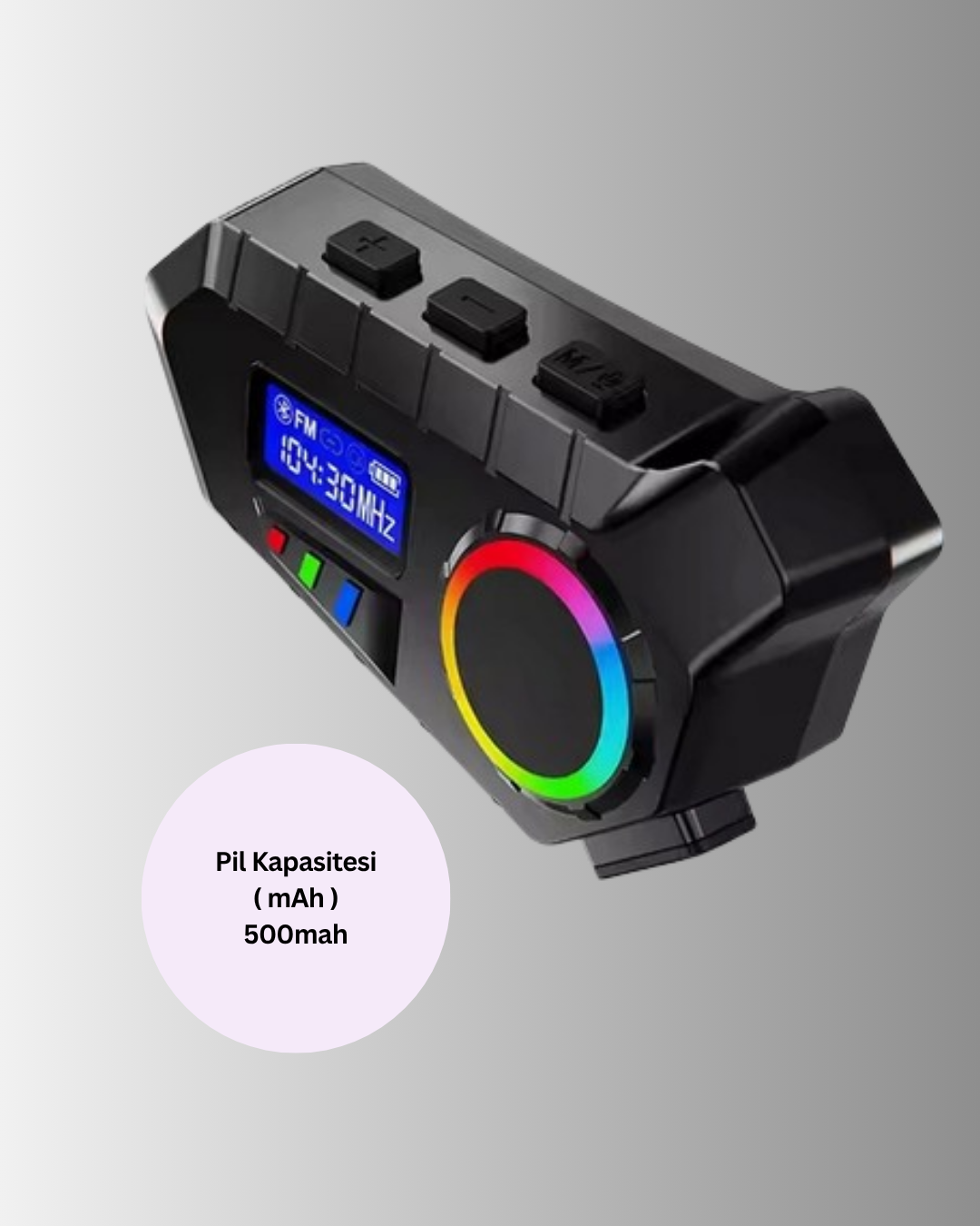 500mAh Bataryalı Bluetooth 5.4 İnterkom LED Ekranlı FM Destekli
