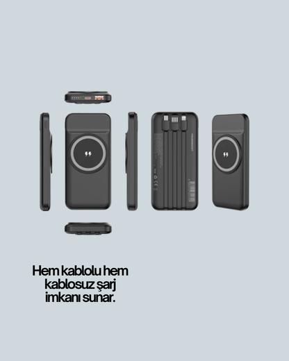 Çoklu Cihaz Uyumu ile Kablolu ve Kablosuz Şarj – Pratik Powerbank