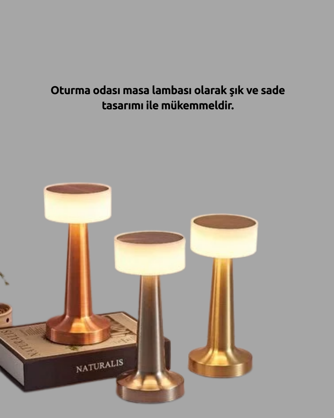 Modern USB'li Kablosuz Masa Lambası – Minimalist Tasarım, 3 Farklı Parlaklık