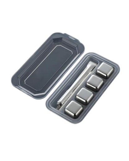 Metal Buz Küpleri Seti İçecek Sulandırmayan Çelik Soğutucu Taşlar ve Saklama Kutusu