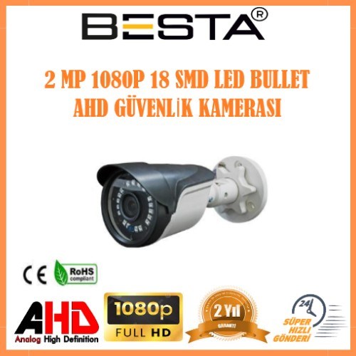 2MP Ahd 1080P Gece Görüşlü 8 Kameralı Güvenlik Sistemi