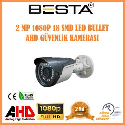 2MP Ahd 1080P Gece Görüşlü 8 Kameralı Güvenlik Sistemi
