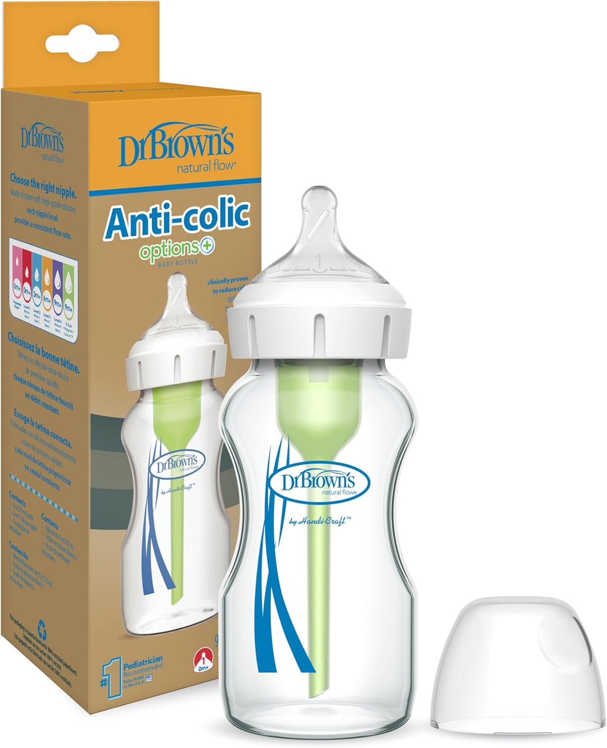 Dr. Brown's 9 oz/270 ml Geniş Ağız Cam Biberon, Tekli Paket (91700)