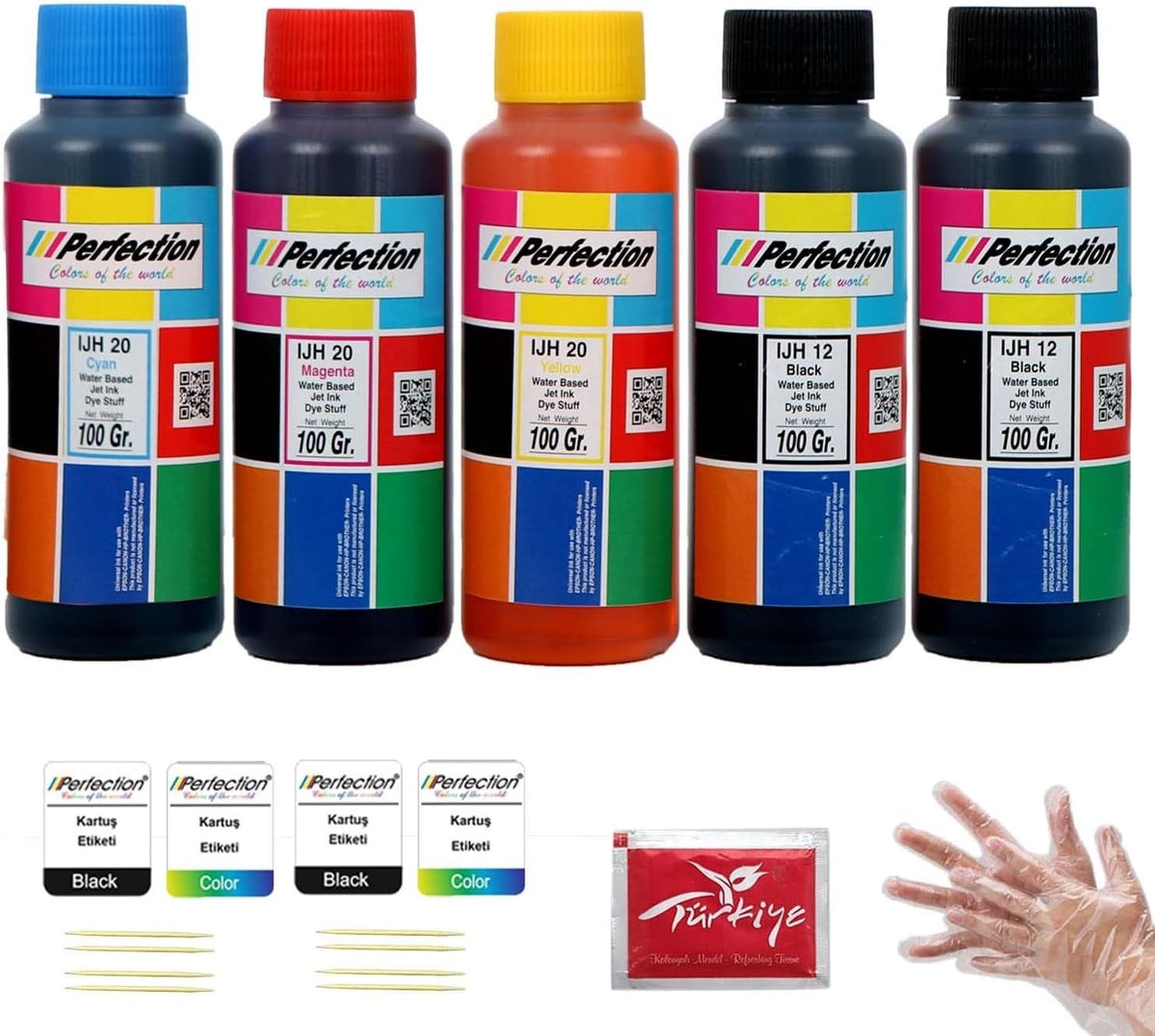 Uyumlu GI-40 GI-41 GI-46 CMYK Tanklı Yazıcı Mürekkep Seti̇ 5 x 100 gr.