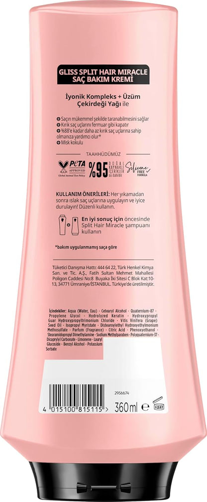 Gliss Split Hair Miracle Kırık Uçları Mühürleyen Saç Bakım Kremi 360 ml