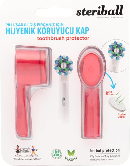 ŞARJLI VE PİLLİ DİŞ FIRÇALARI İÇİN HİJYENİK DİŞ FIRÇASI KORUMA KABI-2'Lİ KIRMIZI