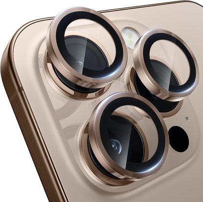 WSKEN iPhone 16 Pro/iPhone 16 Pro Max Kamera Lens Koruyucu - [Orijinal Çekimi Koruyun] Kırılmaz Ultra HD 9H Temperli Cam Kamera Ekran Koruyucu Metal Halka Kapak Filmi, Doğal Titanyum