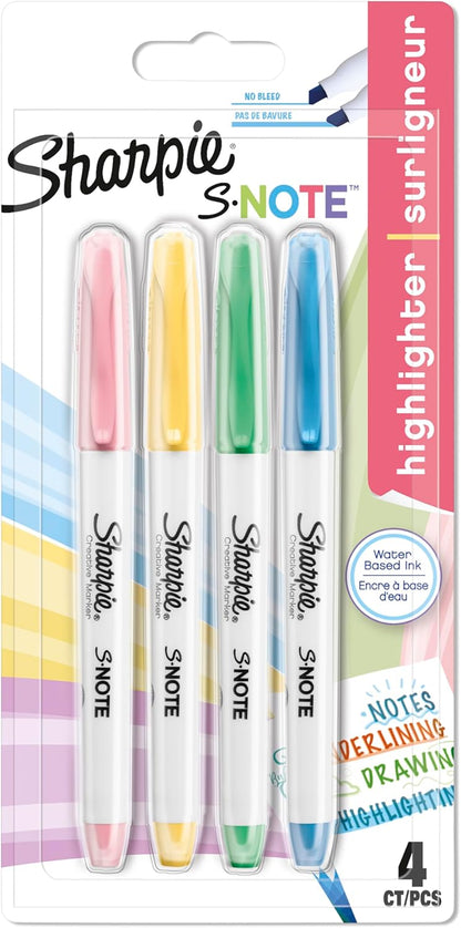 S-Note Fosforlu İşaretleme Kalemi, 4'lü Blister, Karışık