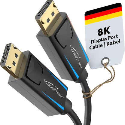 - 8K / 60Hz DisplayPort Kablosu 1.4 - 2 m - Oyun bilgisayarları/dizüstü bilgisayarları, 4K / 8K oyun monitörleri ve ultra hızlı 144Hz / 165Hz / 240Hz için boşluksuz korumalı DP kablosu