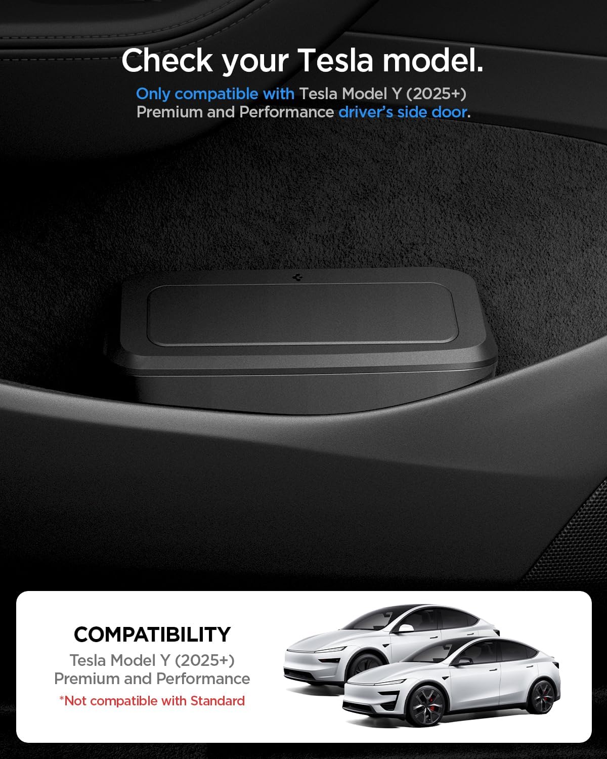 Spigen Tesla Model Y Juniper 2026-2025 Araç içi Çöp Kutusu/Manyetik Kapaklı Kapı İçi Çöp Kovası TO281J Siyah - ACP11106 (Spigen TR Garantili)
