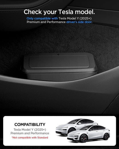 Spigen Tesla Model Y Juniper 2026-2025 Araç içi Çöp Kutusu/Manyetik Kapaklı Kapı İçi Çöp Kovası TO281J Siyah - ACP11106 (Spigen TR Garantili)