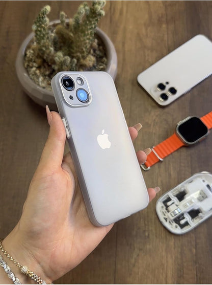 Süper İnce Mat Ultra Thin Silikon Kılıf Buzlu Beyaz iPhone 14 ile uyumlu