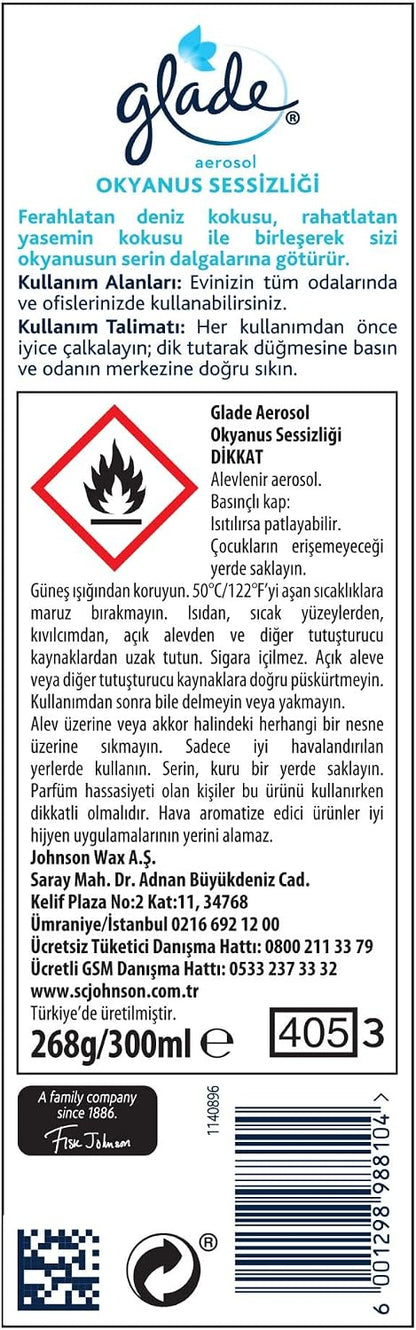 Glade Aerosol Okyanus Sessizliği Oda Kokusu 300 mL (1 x 300 mL)