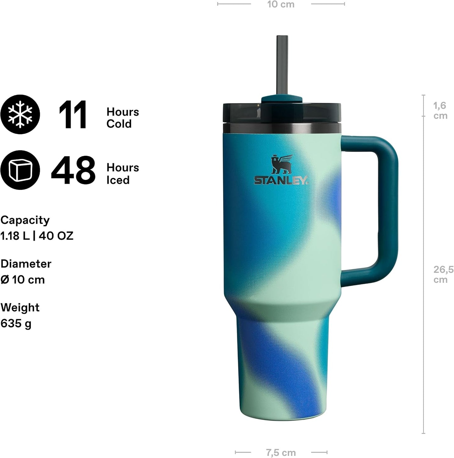 STANLEY Quencher H2.0 FlowState Pipetli Termos Bardak 1.18 Litre - Coastal Teal | Paslanmaz Çelik