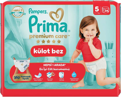 Prima Külot Bebek Bezi Premium Care 5 Numara 34'lü 11-17 kg