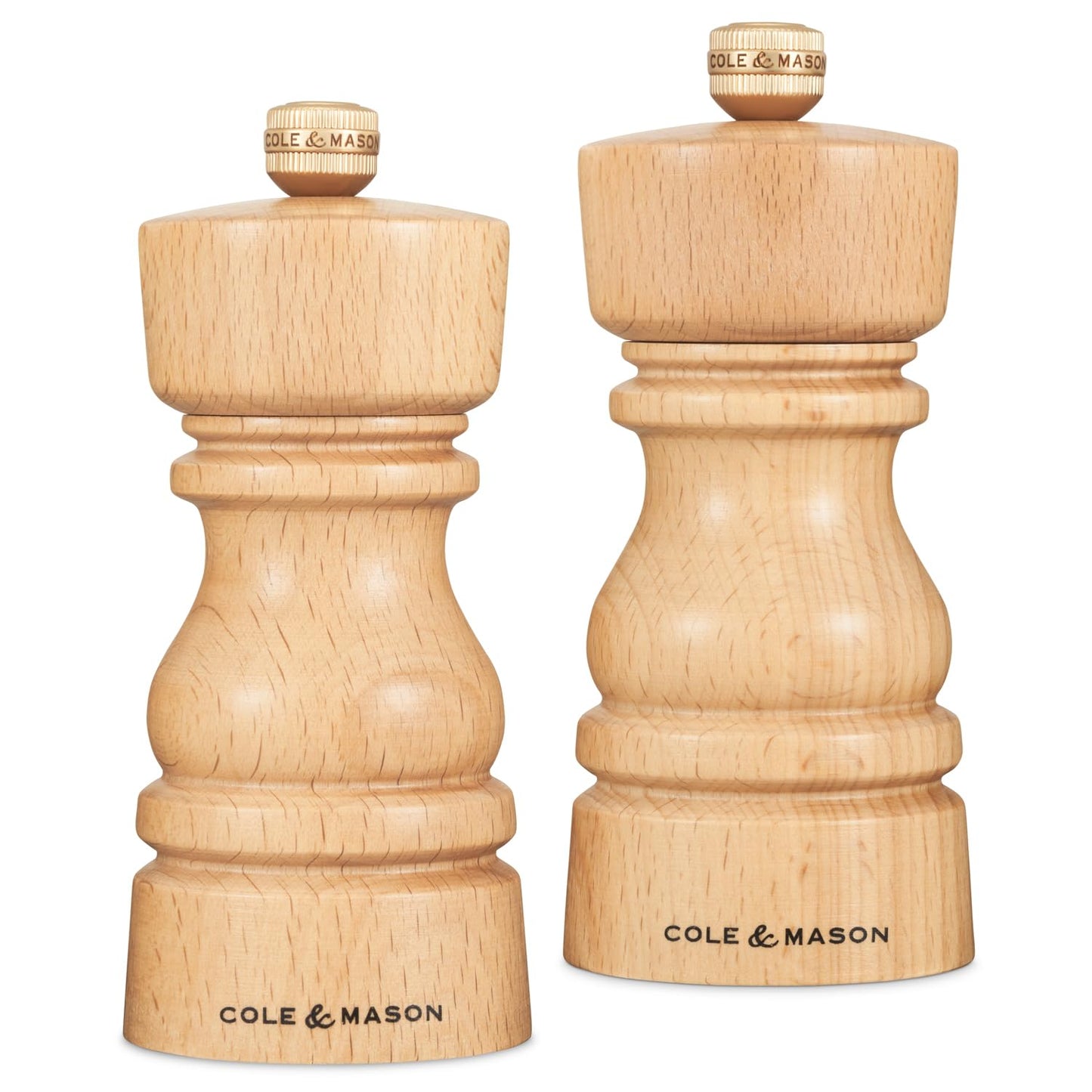 Cole & Mason Londra Doğal Kayın Tuz ve Karabiber Değirmenleri 130mm