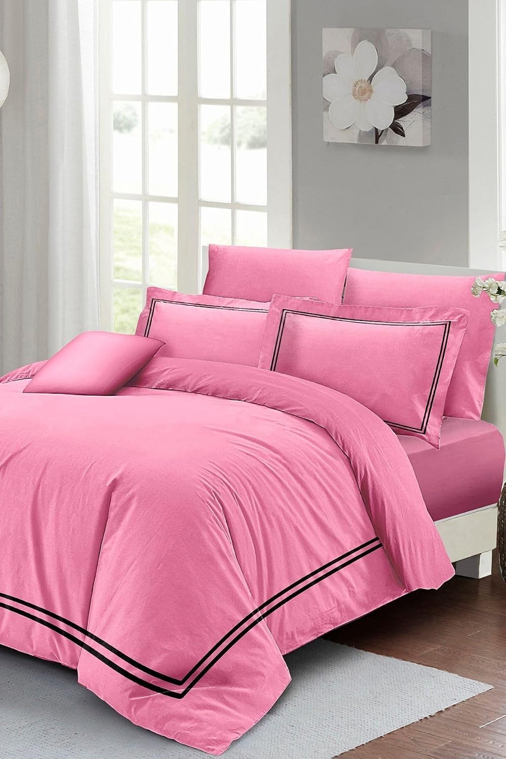MONOHOME Çift Kişilik Luxury Pamuk Saten Nevresim Takımı Pembe, MONOHOME24291