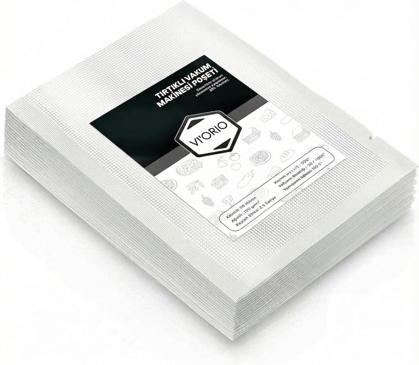 50 Adet Tırtıklı Vakum Makinesi Poşeti Torbası (SEÇENEKLİ) (20x30cm)