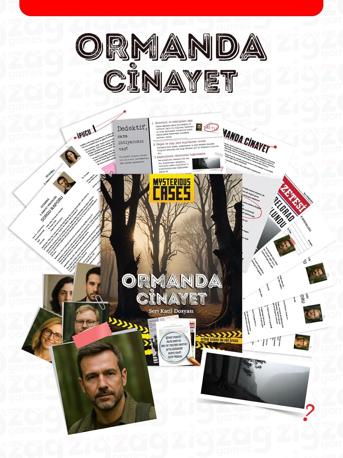 Cases Ormanda Cinayet, Seri Katil Dosyası, Dedektif Kutu Oyunu, Cinayet Gizemi Temalı, 16+ Yaş, 1-5 Oyuncu