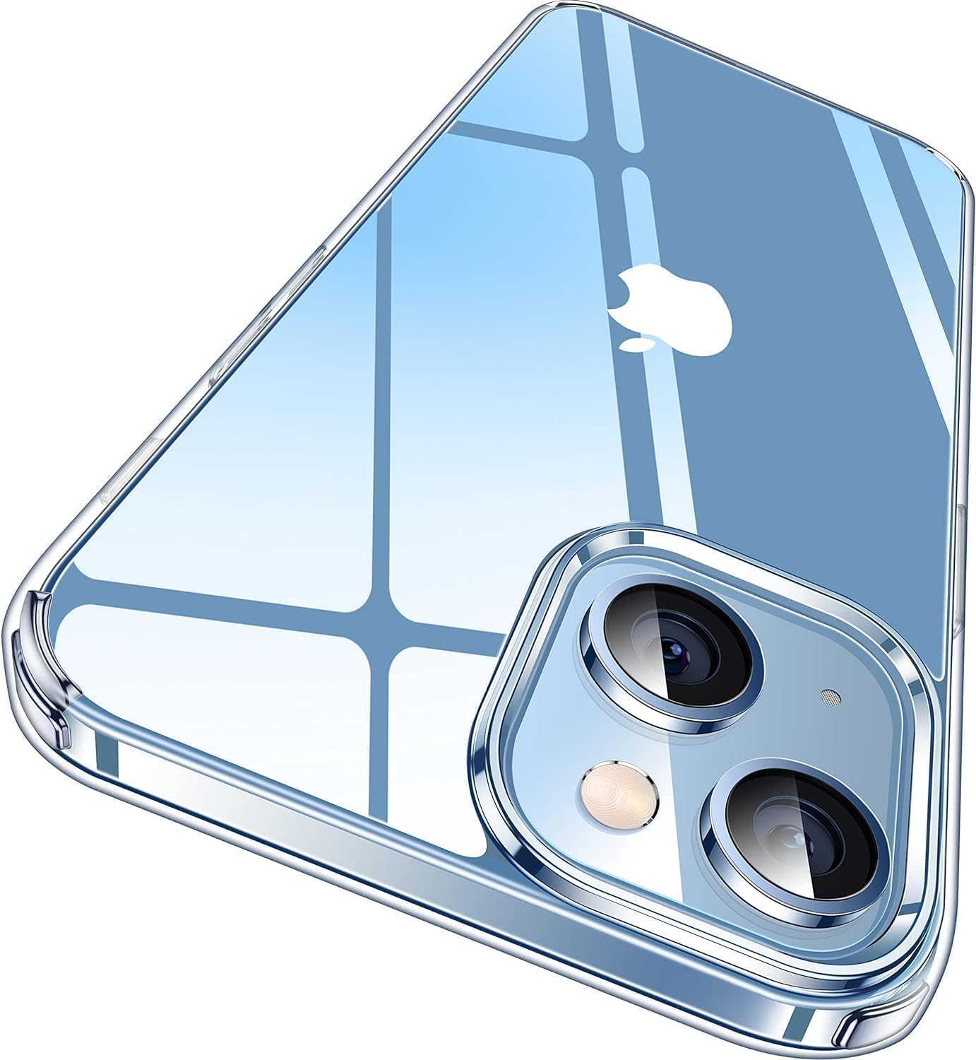 iPhone 13-14 ile uyumlu Crystal Clear Mika Darbe Emici Şeffaf Kılıf (Şeffaf Mika Sararmaz, iPhone 13-14)