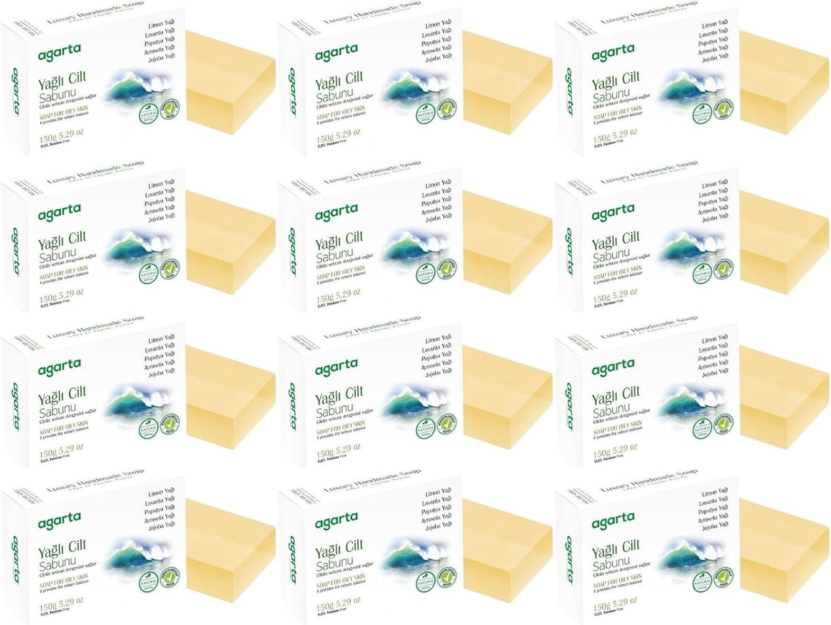 Agarta El Yapımı Doğal Sabun, Yağlı Cilt, 150 g, 12'li Set