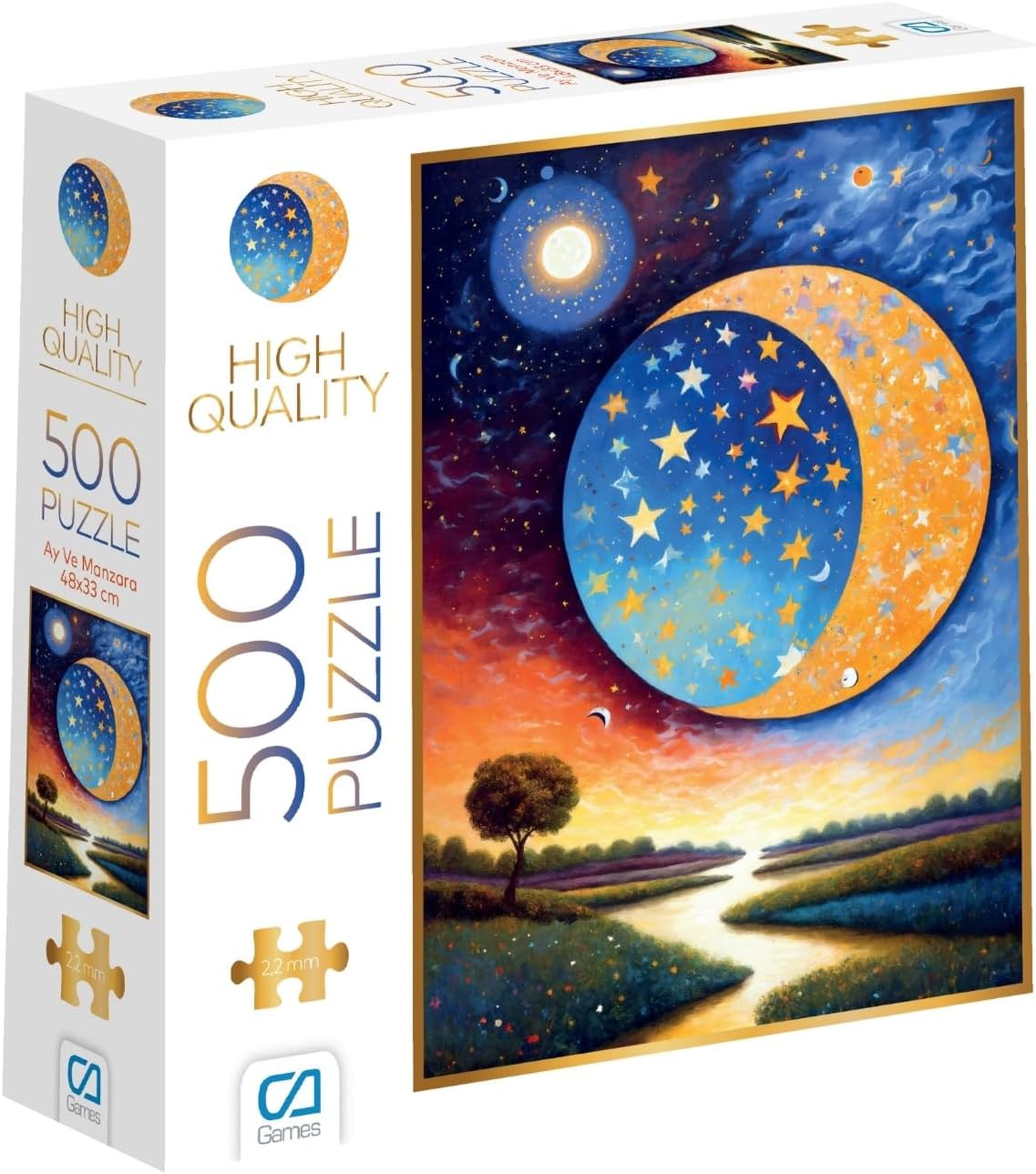 Ay ve Manzara 500 Parça 2,2mm Kalınlık 33x48cm Profesyonel Hobi Puzzle Yapboz Serisi