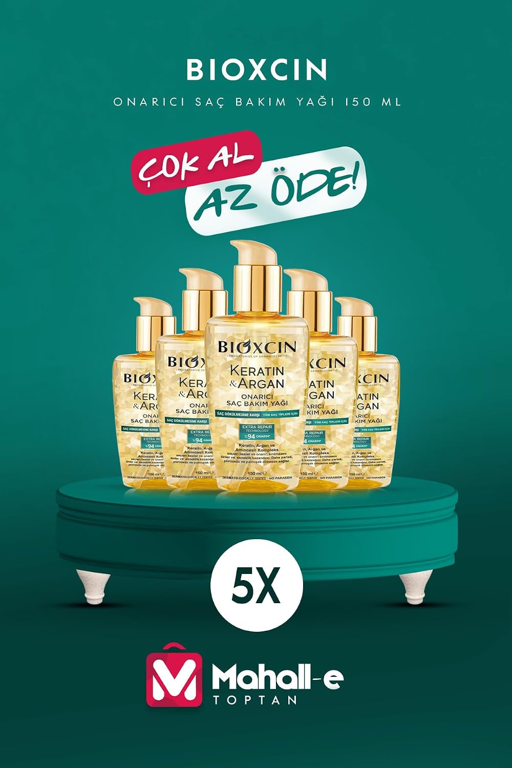 Bioxcin Keratin Argan Besleyici Onarıcı Saç Bakım Yağı 150 ml - Yıpranmış ve Hassas Saçlar 5'li, TYC6MB6TCN172363411286610