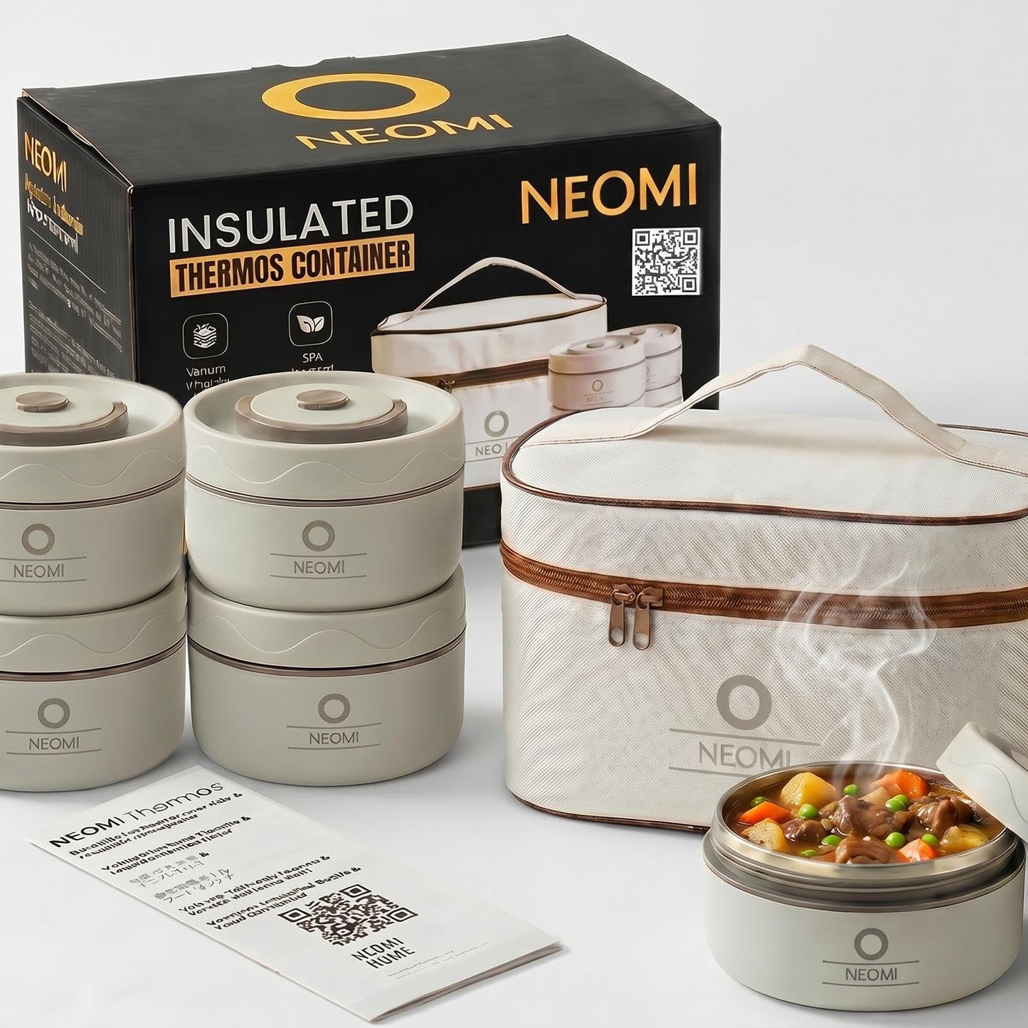 4'lü Lunch Box Isı Yalıtımlı Yemek Termosu Seti Paslanmaz Çelik Çantalı 304 Çelik TSE Belgeli