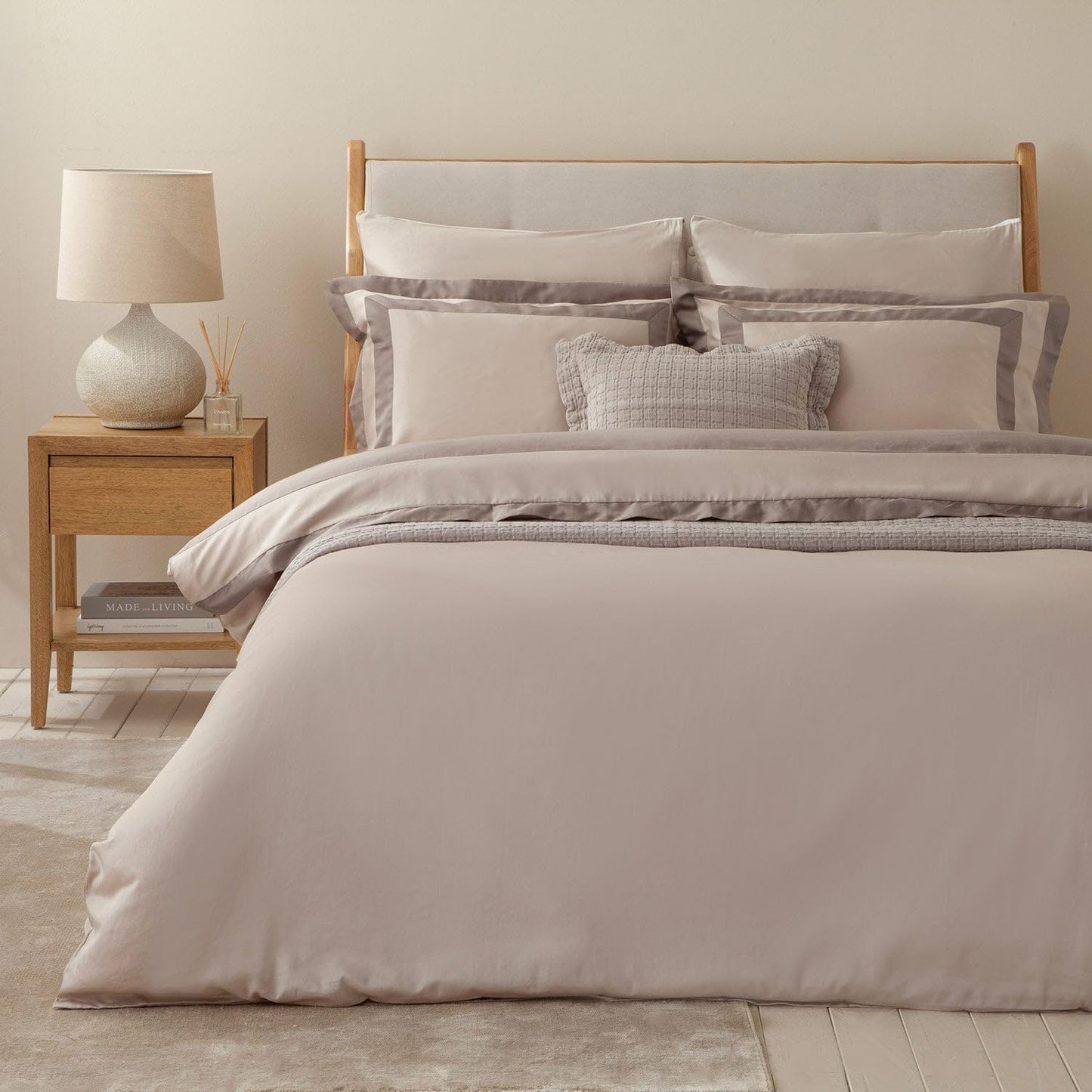 Camella%100 Pamuk Extra King Size Nevresim Seti 260X220 Cm Taş/Bej